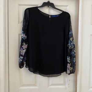 Apt 9 blouse with sheer flowered sleeves.
